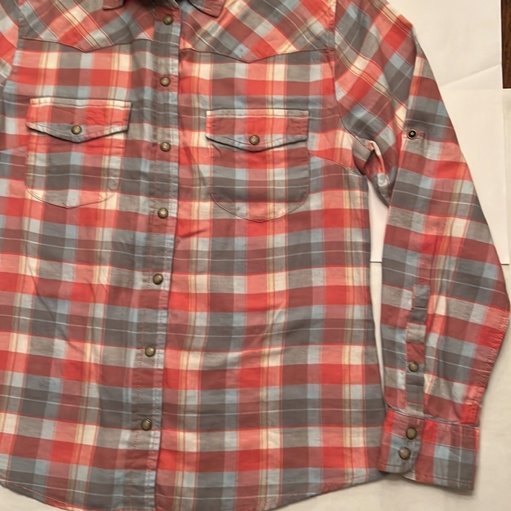 JACHS Girlfriend Bea Shirt Plaid Pearl Snap Western Top Size S Rodeo - Picture 11 of 11